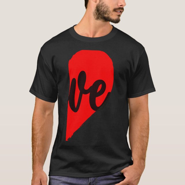 Camiseta Couple Half Heart Love Valentines Day Women Men A  (Anverso)