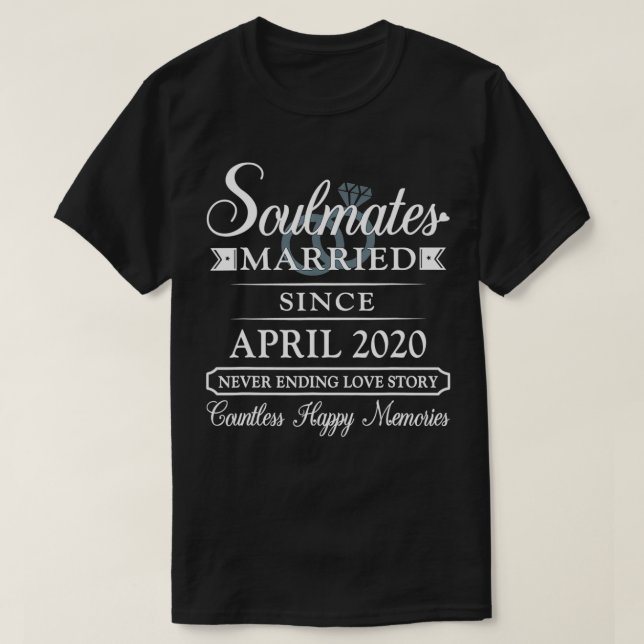 Camiseta Couple Married Since April 2020, 2nd Wedding Anniv (Diseño del anverso)