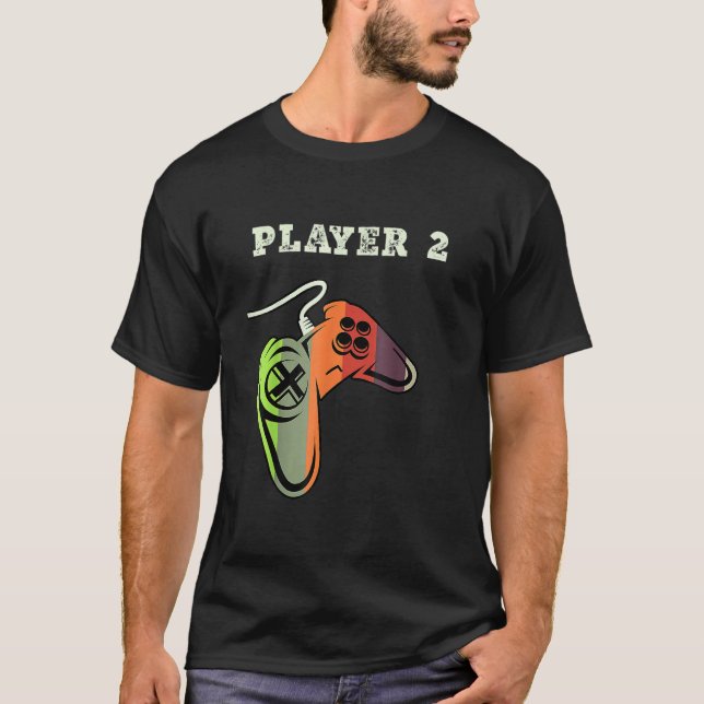 Camiseta Couple Matching Gamer Gaming Player 1 Player 2 (Anverso)