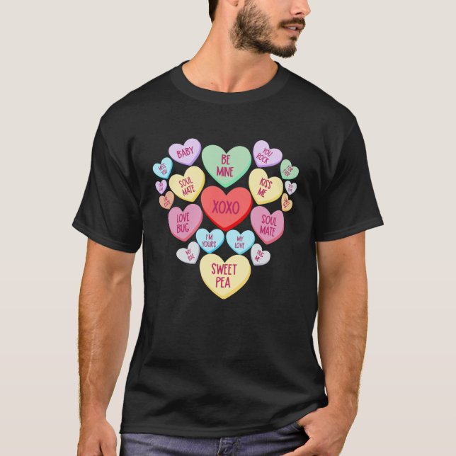 Camiseta Couple Valentine s Day Heart Candy Conversation (Anverso)