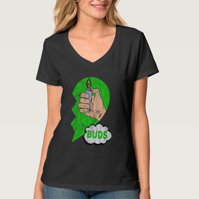 Camiseta Couples Matching Best Buds Weed Funny Joint Stoner (Anverso)
