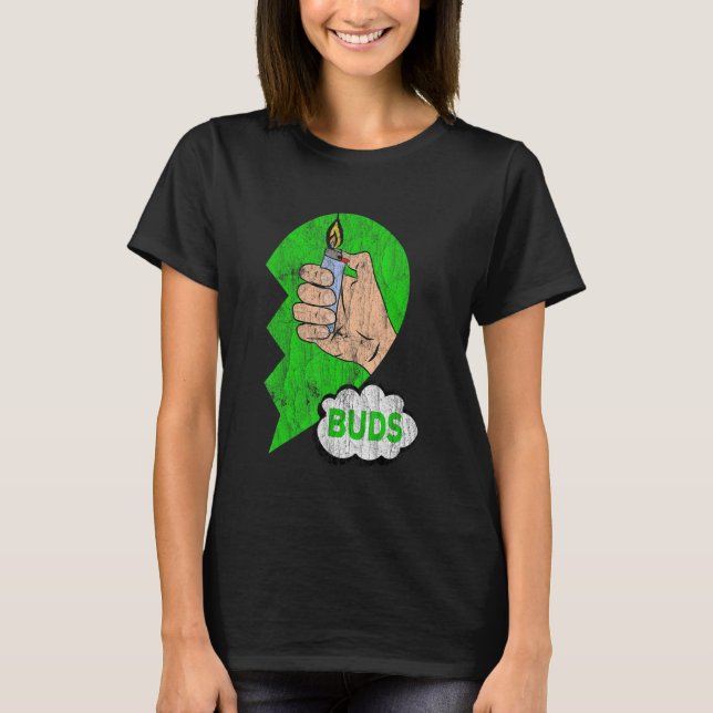 Camiseta Couples Matching Best Buds Weed Funny Joint Stoner (Anverso)