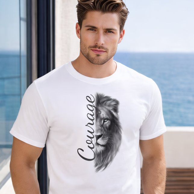 Camiseta Courage Lion Artistic Minimal Tee - (Subido por el creador)