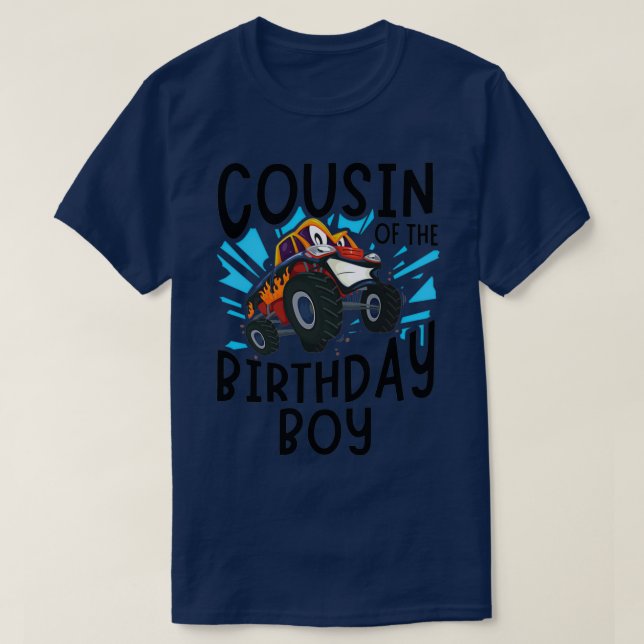Camiseta Cousin birthday cousin boy monster truck kid (Diseño del anverso)