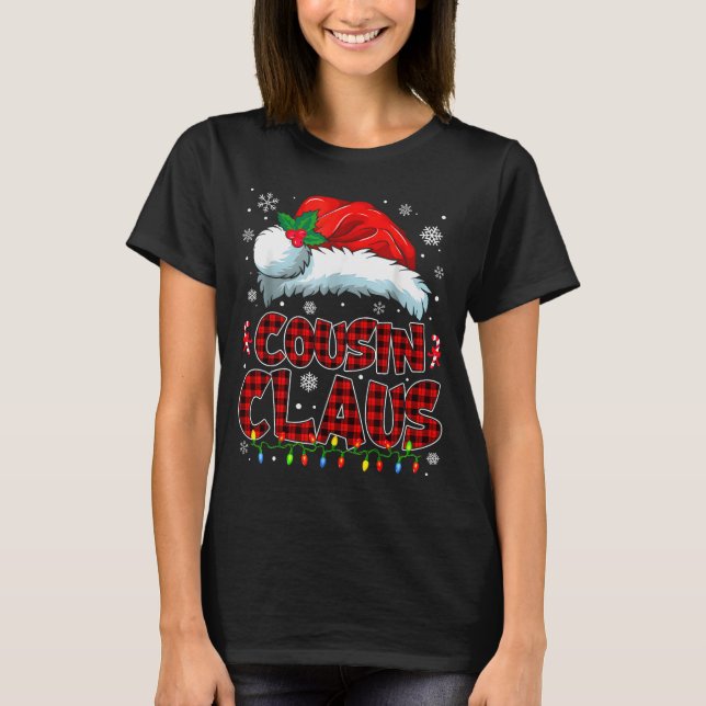 Camiseta Cousin Claus Christmas Lights Pajama Family Group  (Anverso)