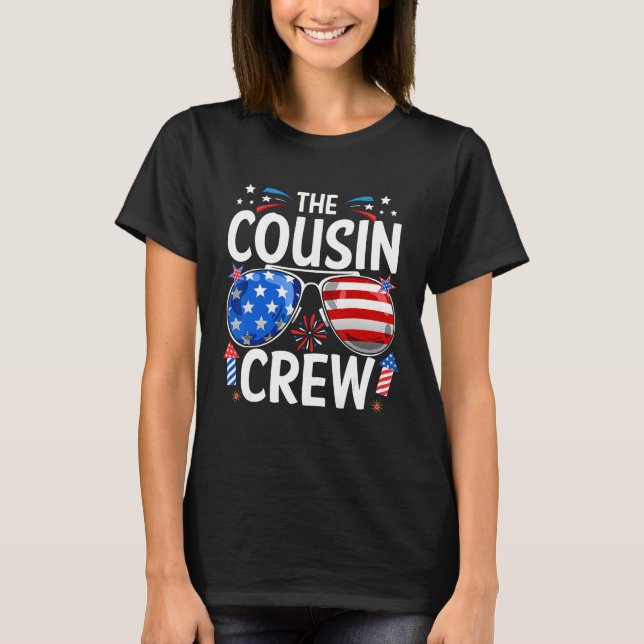 Camiseta Cousin Crew 4th of July Patriotic American Family  (Anverso)