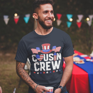 Camiseta Cousin Crew" 4th of July – USA Flag Hat Desing