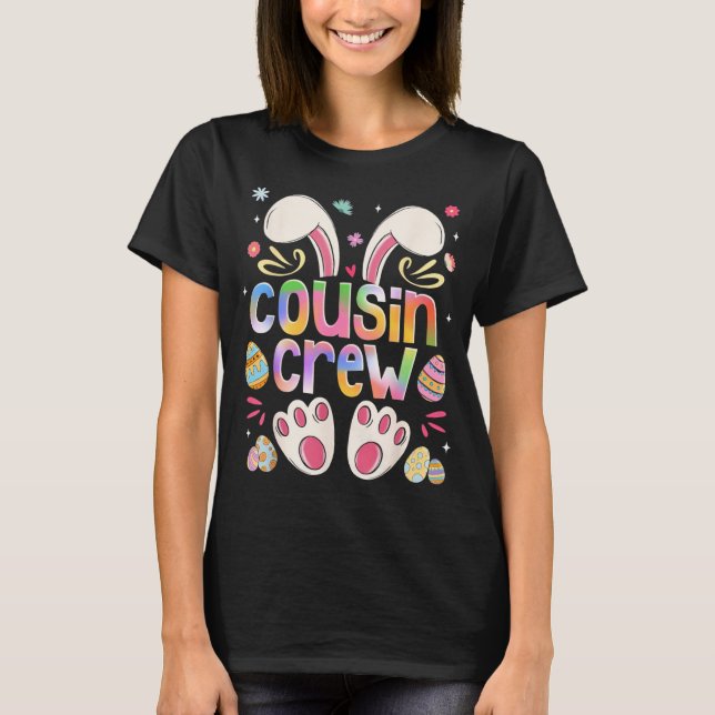 Camiseta Cousin Crew Bunny Easter Family Matching Boys Girl (Anverso)