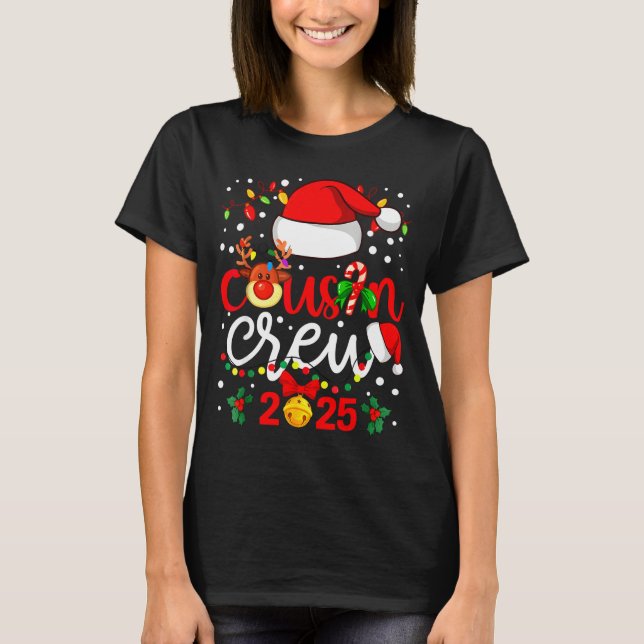 Camiseta Cousin Crew Christmas 2025 Santa Kids Family Match (Anverso)