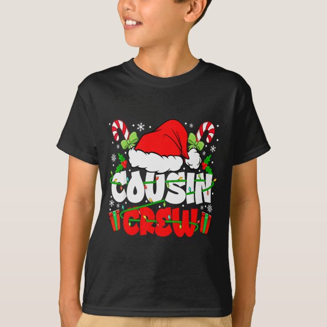 Camiseta Cousin Crew Christmas Santa Hat Lights Xmas Men Bo (Anverso)