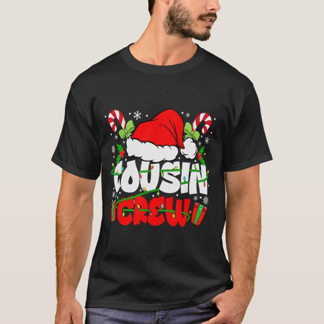 Camiseta Cousin Crew Christmas Santa Hat Lights Xmas Men Bo (Anverso)