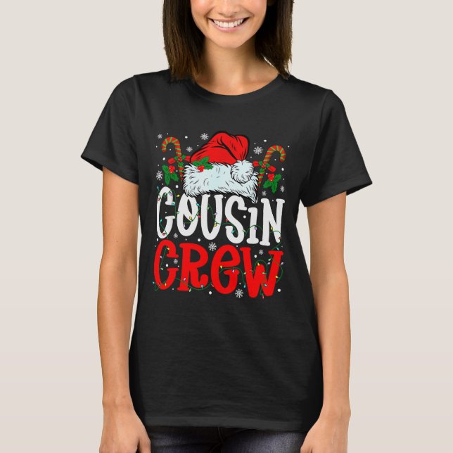 Camiseta Cousin Crew Christmas Santa Hat Xmas Lights Men Bo (Anverso)