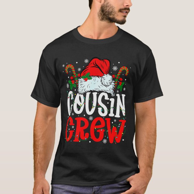 Camiseta Cousin Crew Christmas Santa Hat Xmas Lights Men Bo (Anverso)