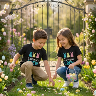 Camiseta Cousin Crew Easter Bunny Girls Kids Family Shirt