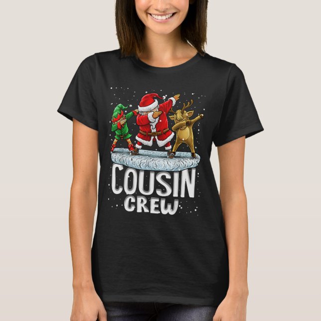 Camiseta Cousin Crew Santa Elf Dabbing Matching Family Chri (Anverso)
