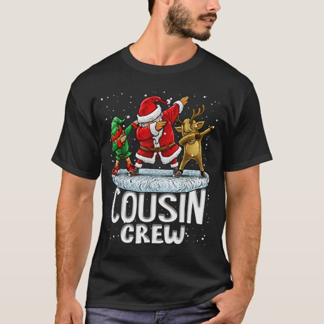 Camiseta Cousin Crew Santa Elf Dabbing Matching Family Chri (Anverso)