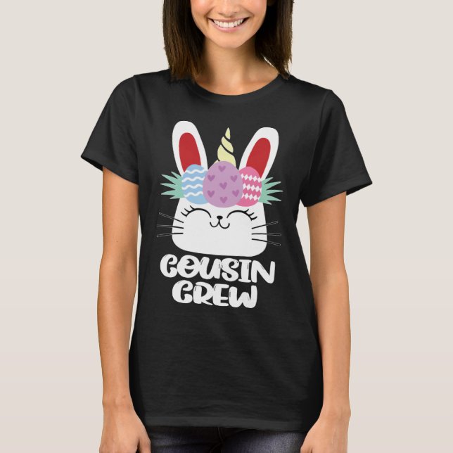 Camiseta Cousin Crew Unicorn Bunny Easter Egg Hunt Costume  (Anverso)