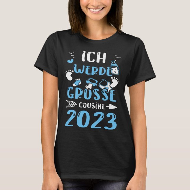 Camiseta Cousin Ich Werde Große Cousine 2023  Baby Boy (Anverso)