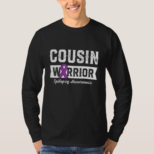 Camiseta Cousin of a Warrior Epilepsy Cousin Purple Ribbon  (Anverso)