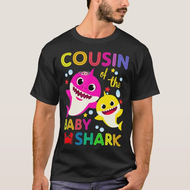 Camiseta Cousin Of The Baby Shark Birthday Cousin Shark _1  (Anverso)