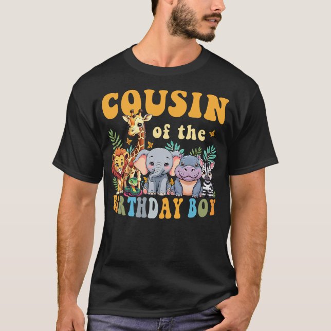 Camiseta Cousin of the Birthday Boy Kid Safari Jungle Anima (Anverso)
