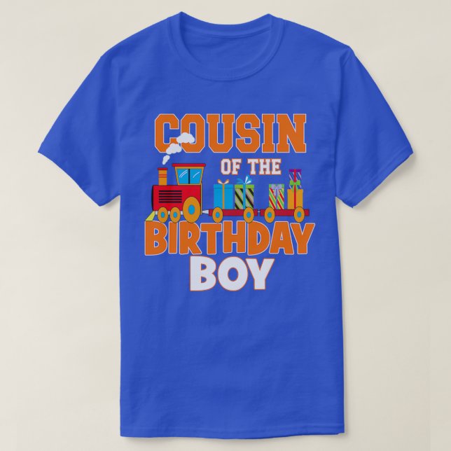 Camiseta Cousin Of The Birthday Boy Train Lover Bday Party  (Diseño del anverso)
