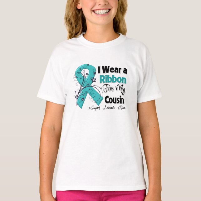 Camiseta Cousin - Ovarian Cancer Ribbon (Anverso)