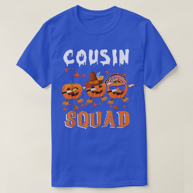 Camiseta Cousin Squad Thanksgiving Three Dabbing Scary Pump (Diseño del anverso)