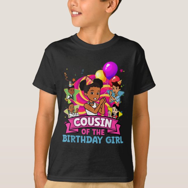Camiseta Cousin The Birthday Girl Party Pink Doll Family De (Anverso)