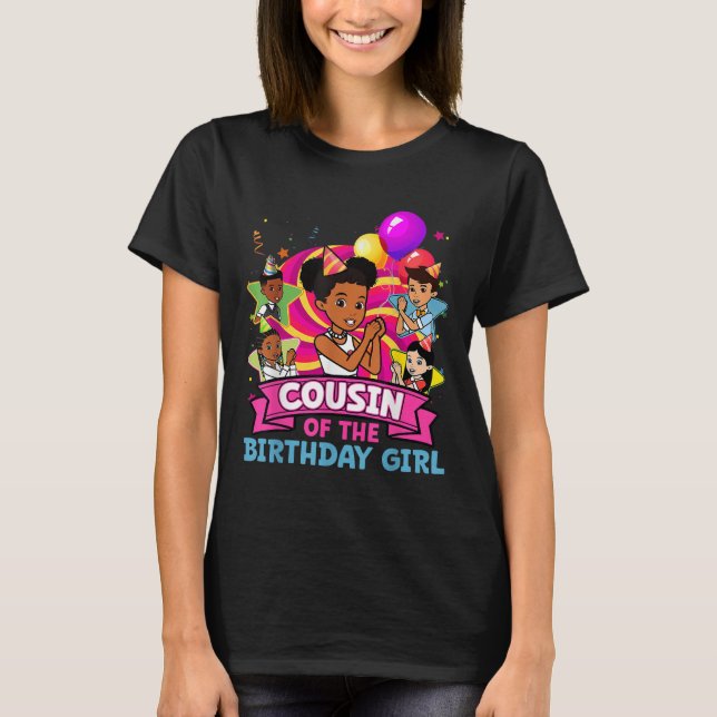 Camiseta Cousin The Birthday Girl Party Pink Doll Family De (Anverso)