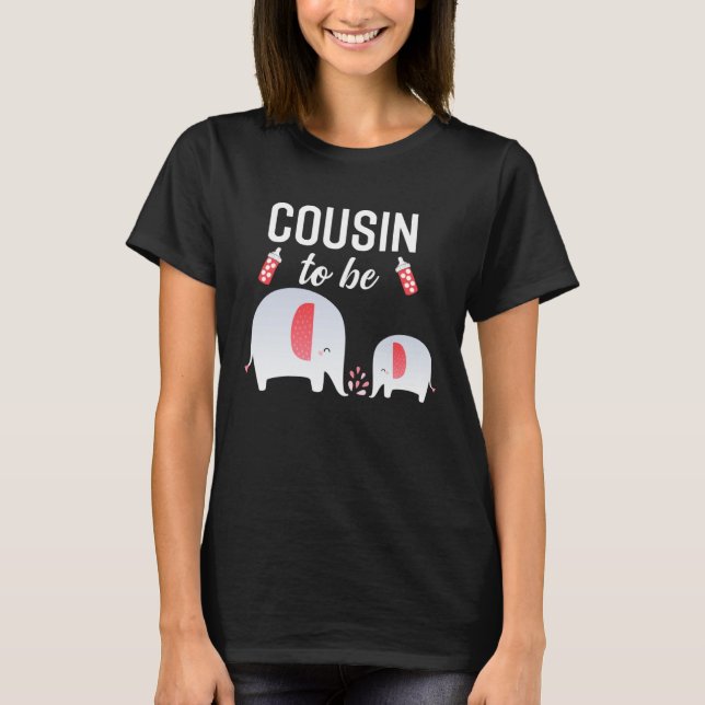 Camiseta Cousin To Be Elephant Baby Shower For Girl (Anverso)