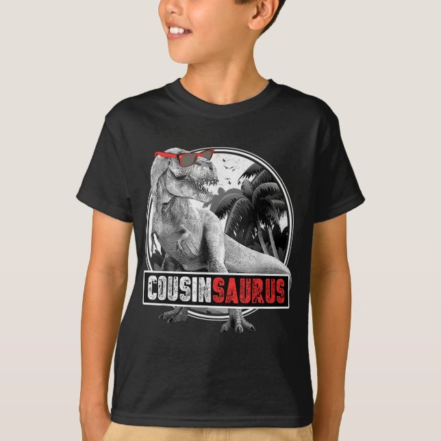 Camiseta Cousinsaurus para niños T-Rex Primo Dinosaurio (Anverso)