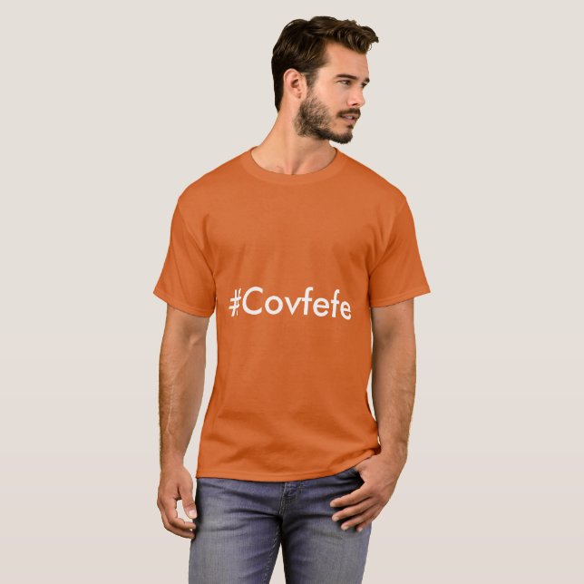 Camiseta #Covfefe Typo opone el tuit de Donald Trump en Twi (Anverso completo)