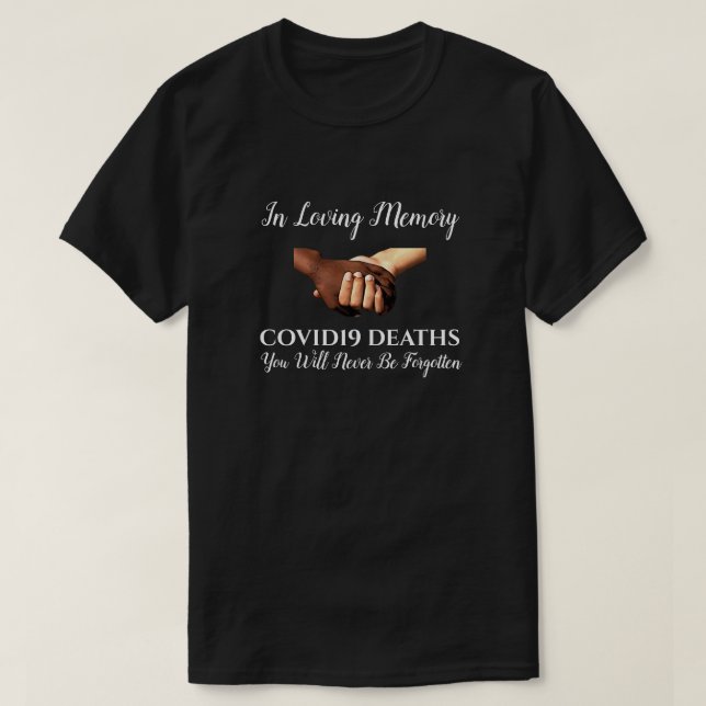 Camiseta COVID19 en memoria amorosa, negro (Diseño del anverso)