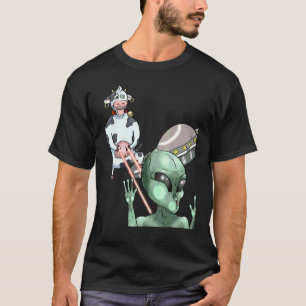 Camiseta Cow Alien Ufo Spaceship Galaxy Ficción Ciencia