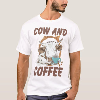 Camiseta Cow and Coffee Png, Funny Western Girl