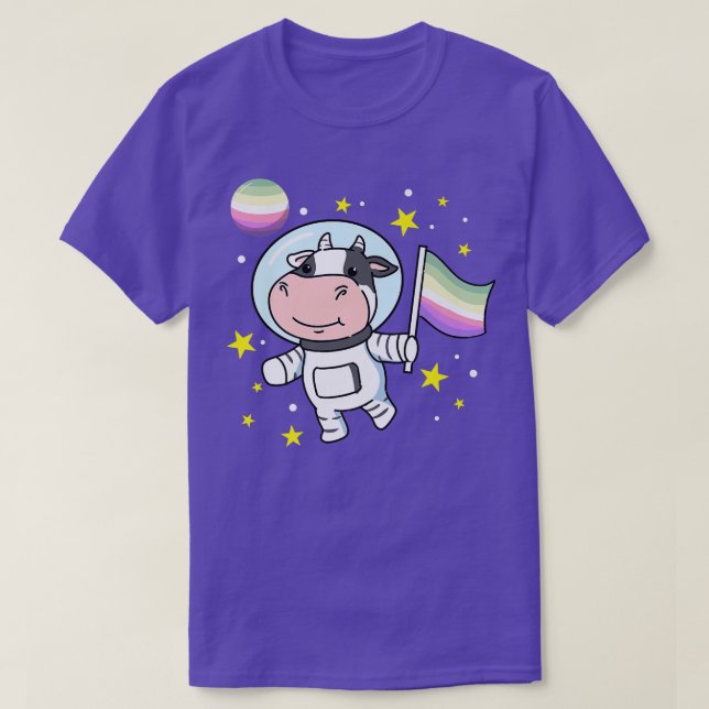 Camiseta Cow Astronaut Genderfae Pride  (Diseño del anverso)