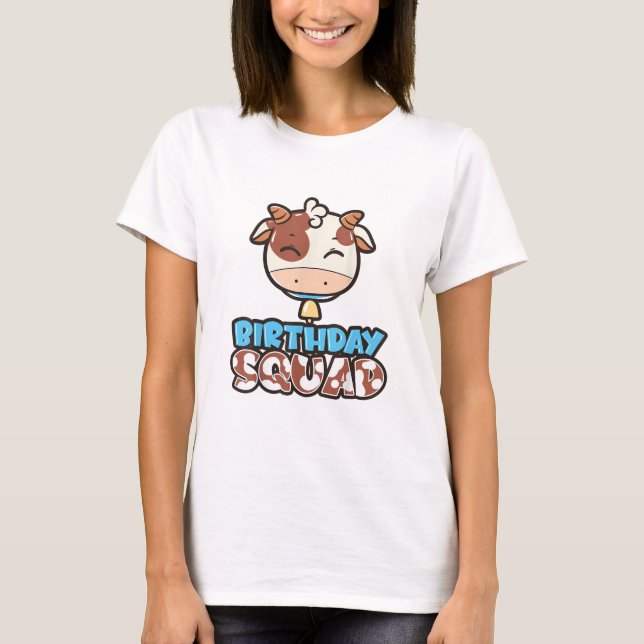 Camiseta Cow Birday Squad Cattleman Farmer Tema Bday Par (Anverso)