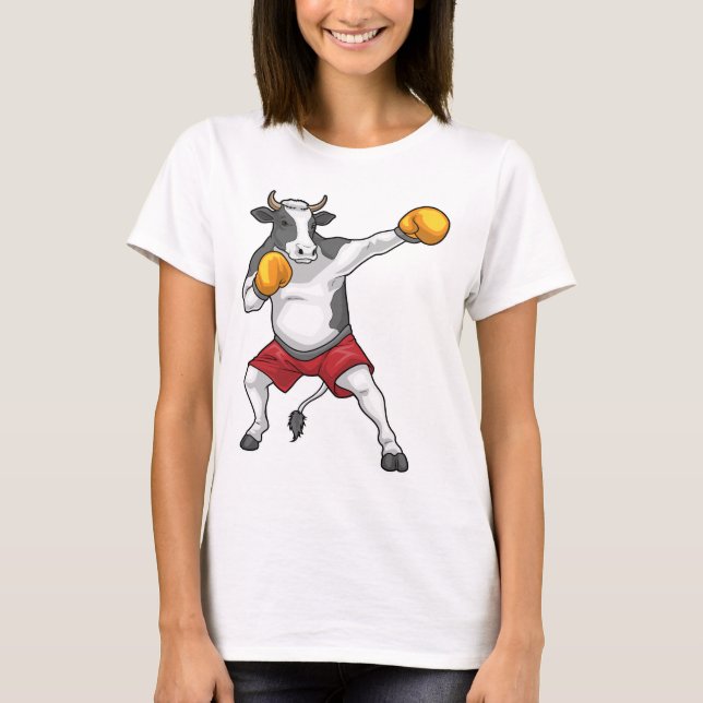 Camiseta Cow Boxer Boxing gloves Boxing (Anverso)