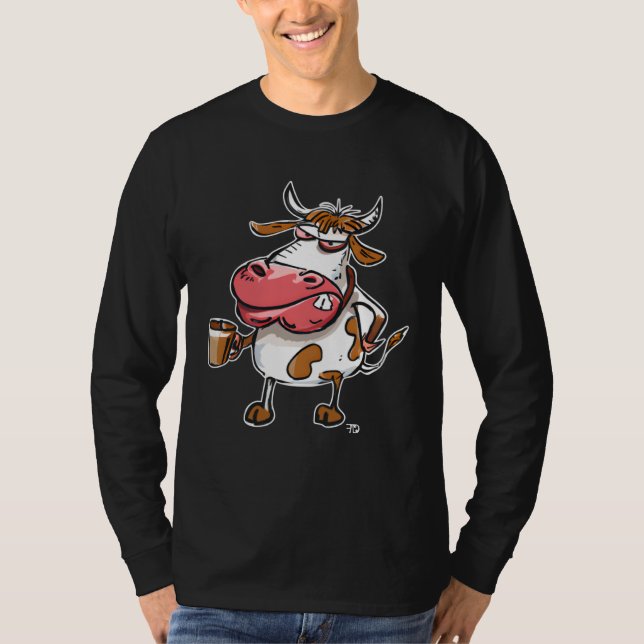 Camiseta Cow Bull With Coffee Cup (Anverso)