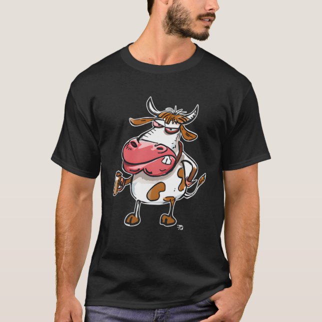 Camiseta Cow Bull With Coffee Cup (Anverso)