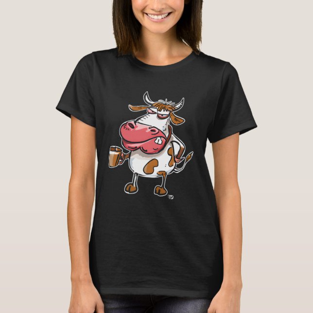 Camiseta Cow Bull With Coffee Cup (Anverso)