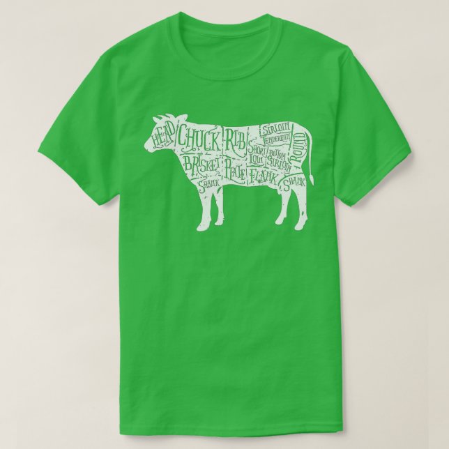 Camiseta Cow Butcher s - Beef Cuts Diagram  (Diseño del anverso)