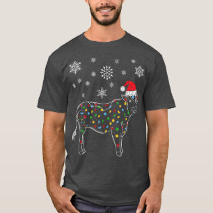 Camiseta Cow Christmas Light Tree Cow Xmas Snow Lover 