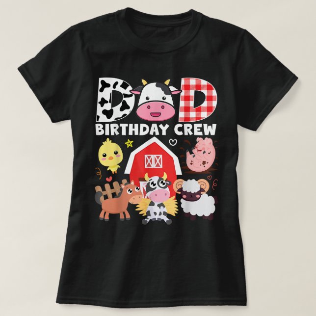 Camiseta Cow Dad Birthday Crew Farm Tema Animales Cumpleaño (Diseño del anverso)