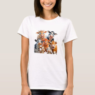 Camiseta Cow Enfrenta Graciosa Ropa De Grano De Vaca