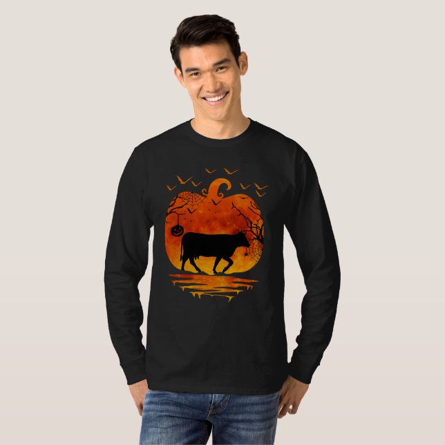 CAMISETA COW HALLOWEEN COSTUME PUMPKIN ESTACIÓN DE CAÍDA (Anverso completo)