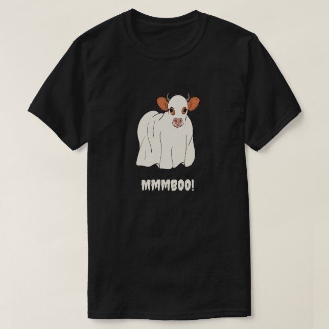 Camiseta Cow Halloween Ghost Moo Boo (Diseño del anverso)