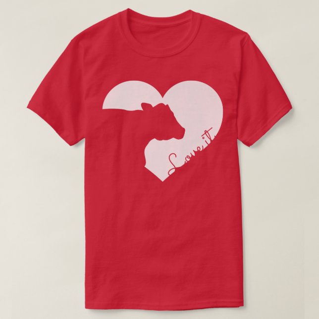 Camiseta Cow Heart Love It Farm Animal Farmer Farming Cattl (Diseño del anverso)