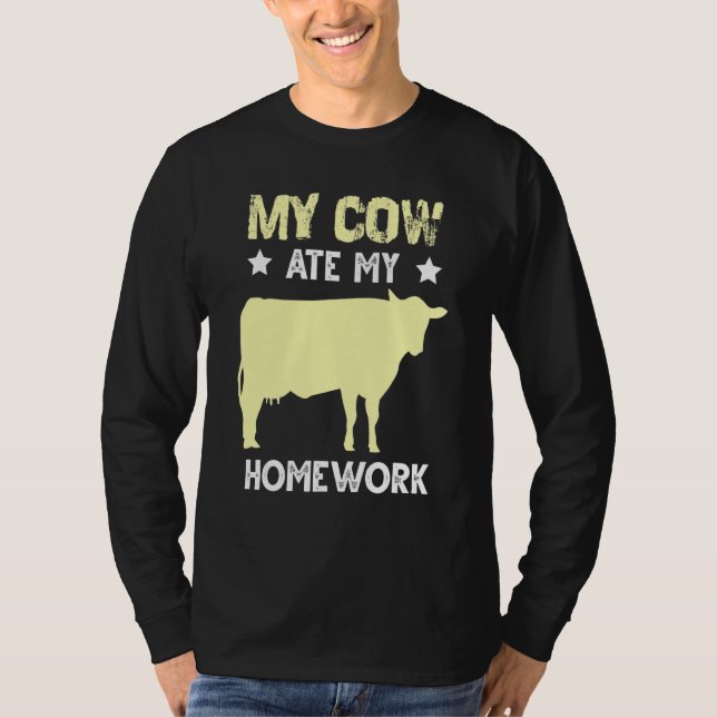 Camiseta Cow Homework Comer Excusa Cita Heifer Calf Barn (Anverso)
